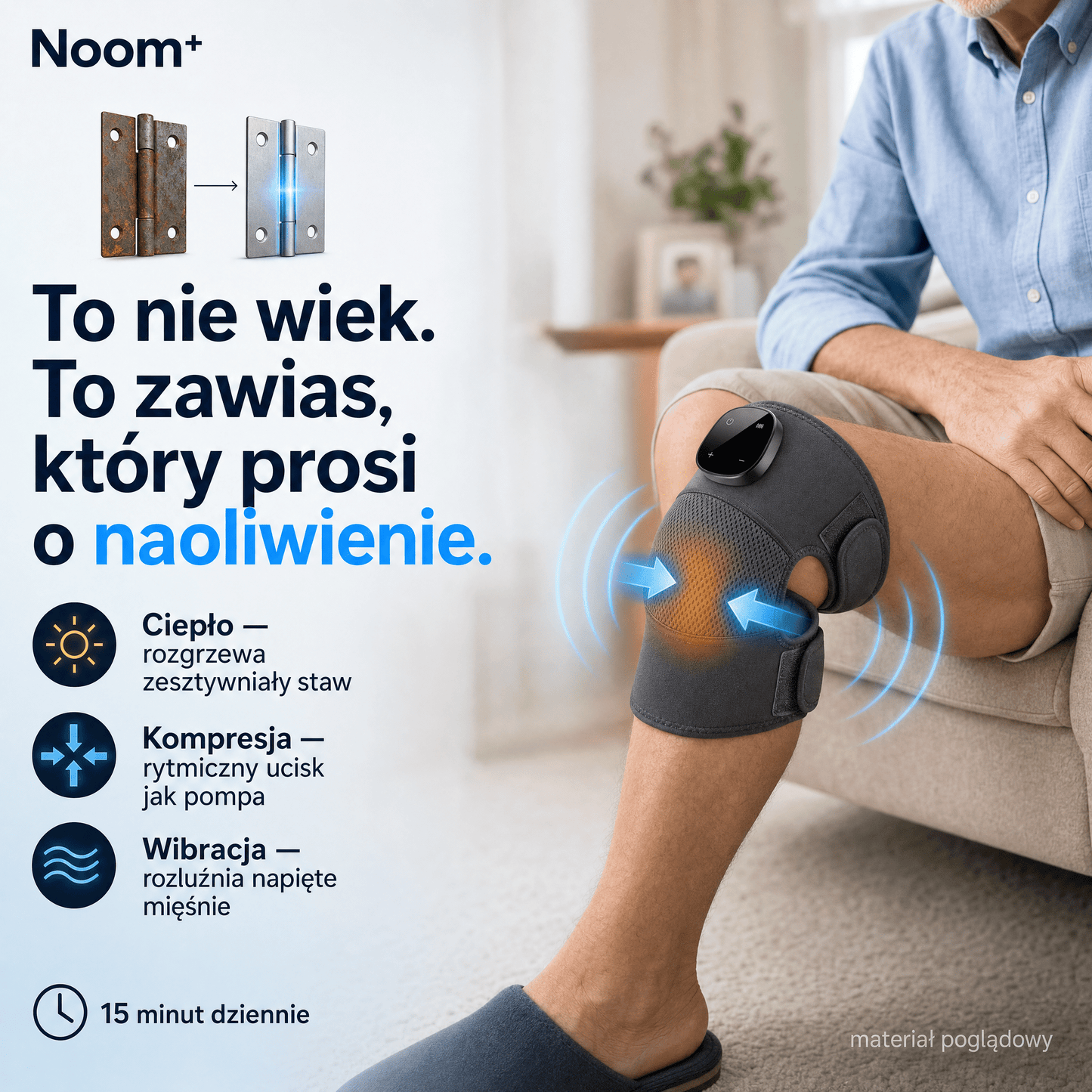 NoomKneePro Masażer Kolan z Potrójną Metodą Ciepła, Masażu i Kompresji