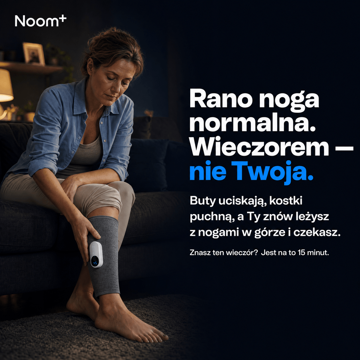Noom FlowEMS | Masażer Łydek z Pneumatyczną Kompresją i EMS | Regulowane Poziomy Ucisku dla Ulgi w Zmęczeniu