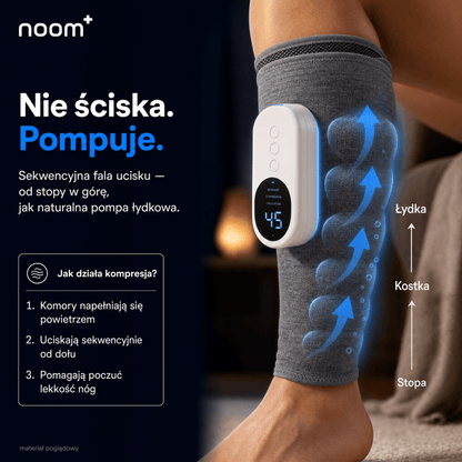 Noom FlowEMS | Masażer Łydek z Pneumatyczną Kompresją i EMS | Regulowane Poziomy Ucisku dla Ulgi w Zmęczeniu
