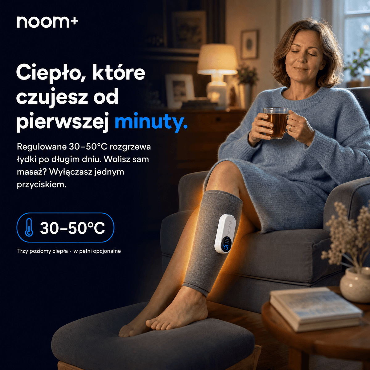 Noom FlowEMS | Masażer Łydek z Pneumatyczną Kompresją i EMS | Regulowane Poziomy Ucisku dla Ulgi w Zmęczeniu