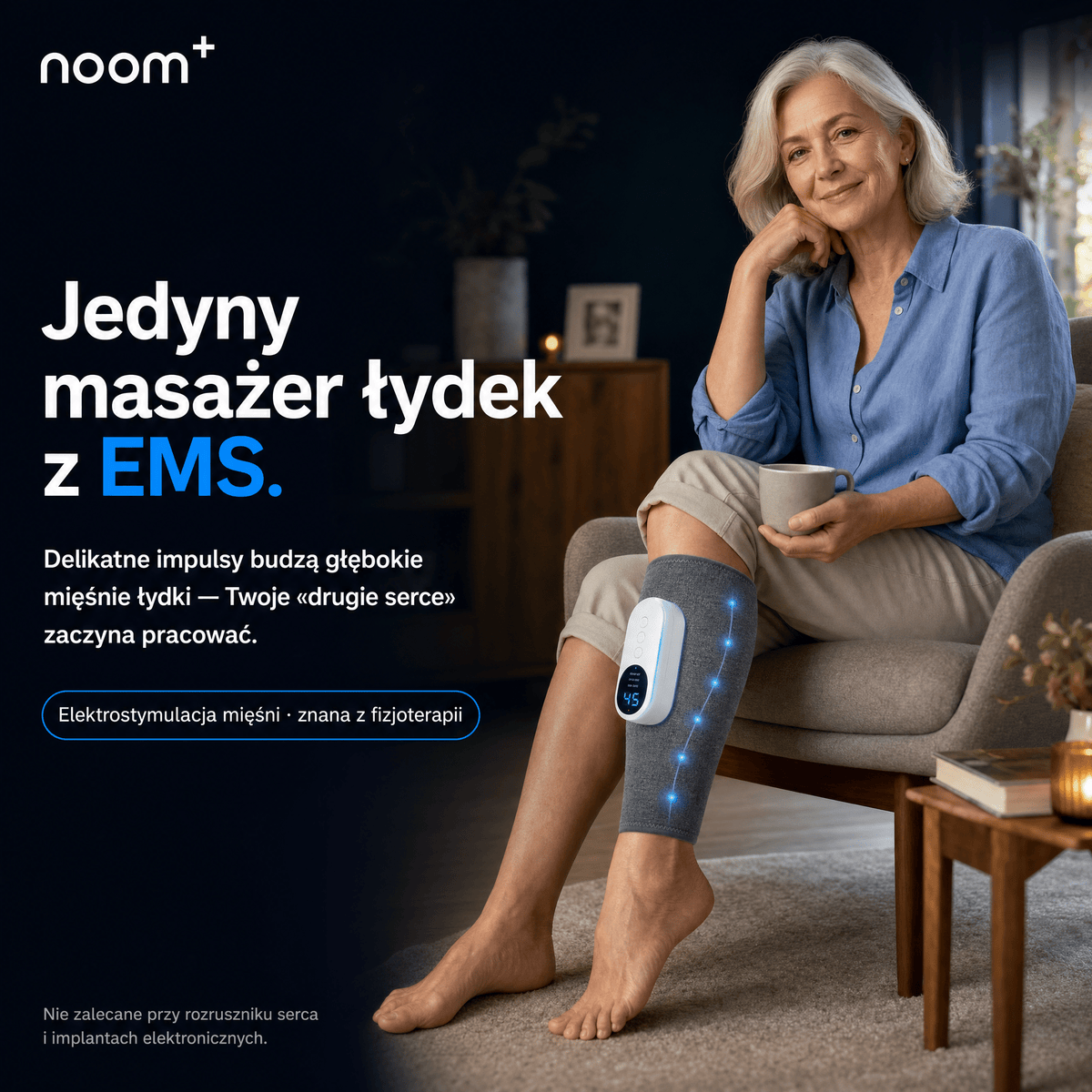 Noom FlowEMS | Masażer Łydek z Pneumatyczną Kompresją i EMS | Regulowane Poziomy Ucisku dla Ulgi w Zmęczeniu