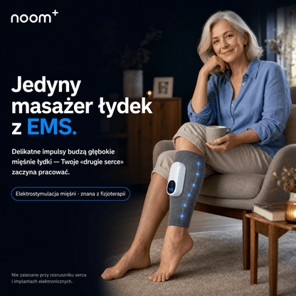 Noom FlowEMS | Masażer Łydek z Pneumatyczną Kompresją i EMS | Regulowane Poziomy Ucisku dla Ulgi w Zmęczeniu
