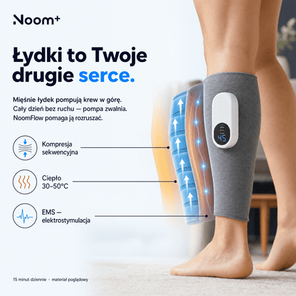 Noom FlowEMS | Masażer Łydek z Pneumatyczną Kompresją i EMS | Regulowane Poziomy Ucisku dla Ulgi w Zmęczeniu