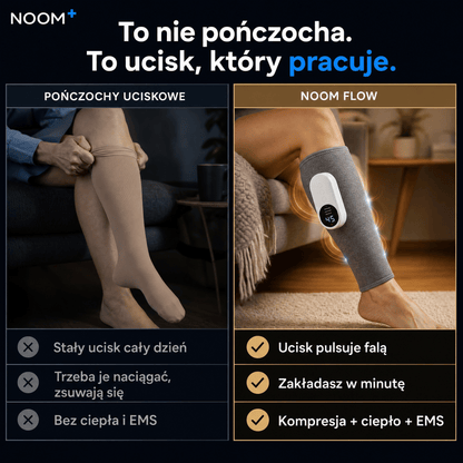 Noom FlowEMS | Masażer Łydek z Pneumatyczną Kompresją i EMS | Regulowane Poziomy Ucisku dla Ulgi w Zmęczeniu