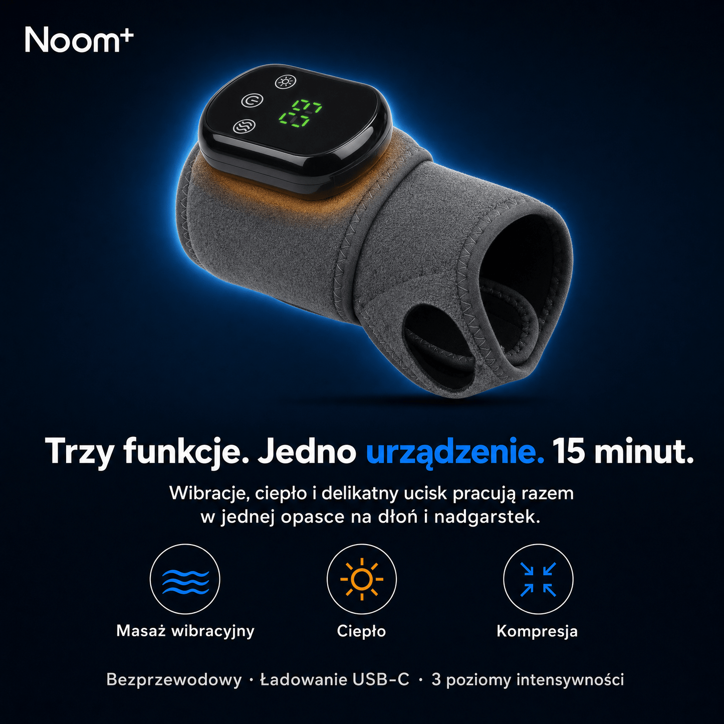 Noom Hand Pro | Masażer do Dłoni z Wibracją | Ulga w Bólu i Relaks dla Rąk