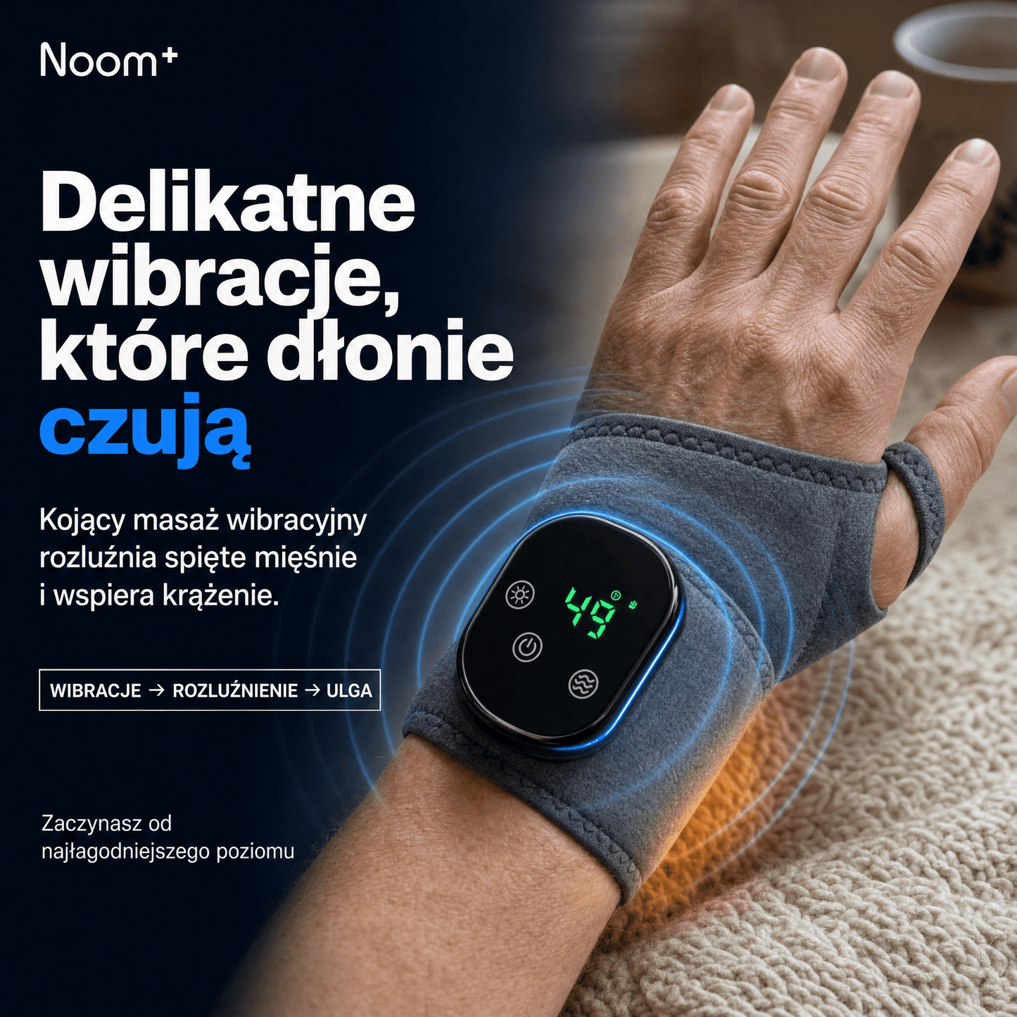 Noom Hand Pro | Masażer do Dłoni z Wibracją | Ulga w Bólu i Relaks dla Rąk