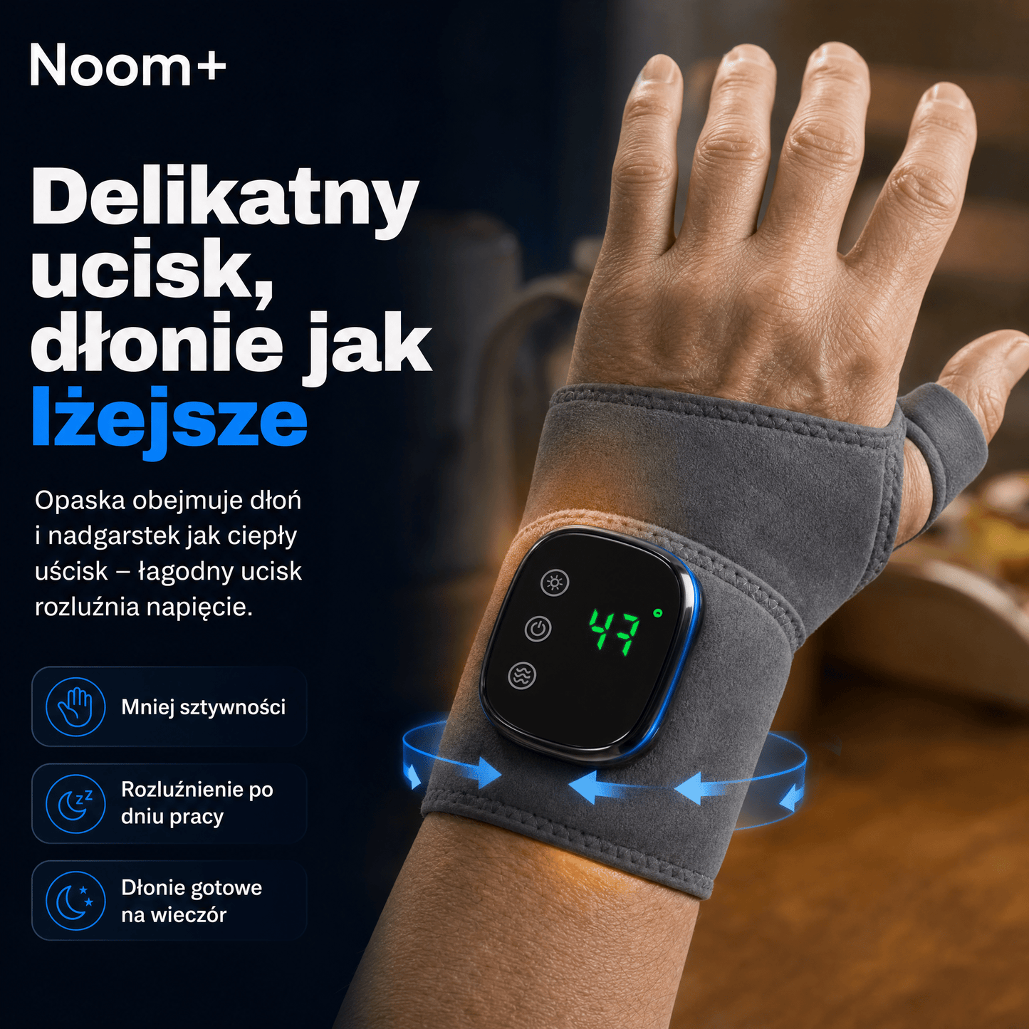 Noom Hand Pro | Masażer do Dłoni z Wibracją | Ulga w Bólu i Relaks dla Rąk