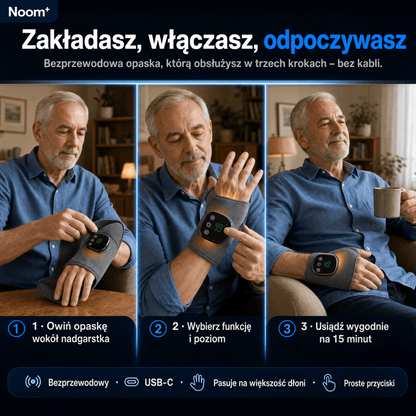 Noom Hand Pro | Masażer do Dłoni z Wibracją | Ulga w Bólu i Relaks dla Rąk