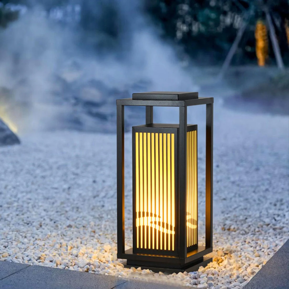 Nowoczesna lampa ogrodowa LED zasilana energią słoneczną, żelazo i akryl, oświetlenie ogrodowe