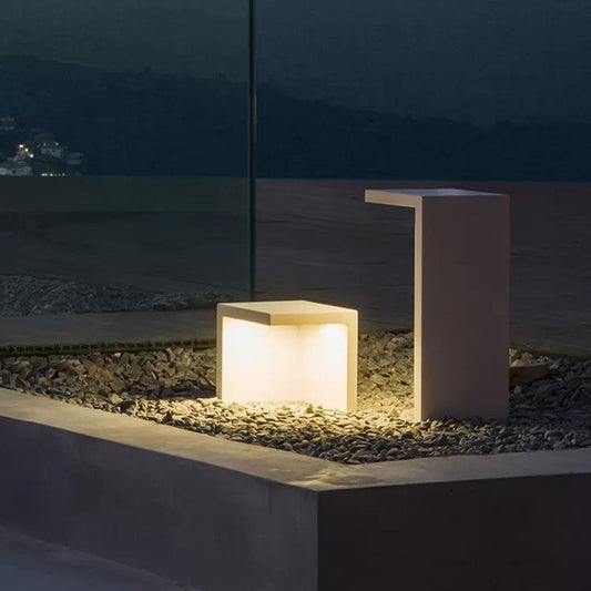 Nowoczesna Lampa Ogrodowa Solarna z Betonu LED – Wodoodporna Latarnia do Ogród, Taras i Patio, Ekologiczne Oświetlenie