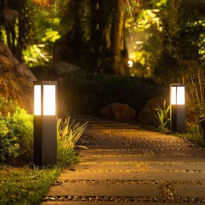Nowoczesna Lampa Ogrodowa Solarno-Elektryczna Stojąca – Kwadratowy Design, Odporna na Warunki Atmosferyczne, LED