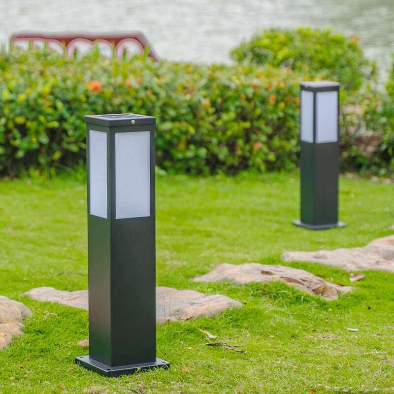 Nowoczesna Lampa Ogrodowa Solarno-Elektryczna Stojąca – Kwadratowy Design, Odporna na Warunki Atmosferyczne, LED