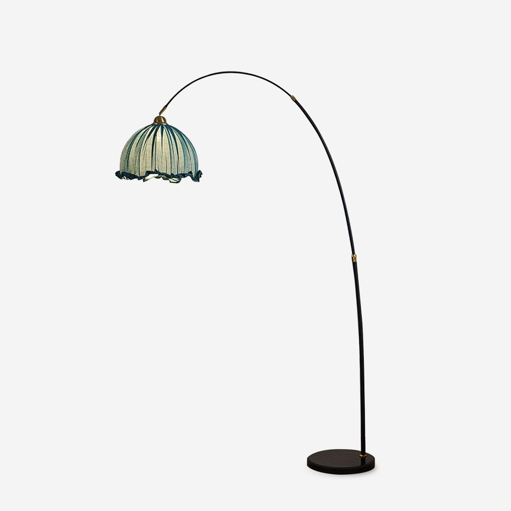 Nowoczesna Lampa Podłogowa Czarna z Tekstylnym Abażurem - Eleganckie Oświetlenie do Czytania w Domu