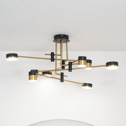 Nowoczesny Żyrandol do Salonu z Zintegrowanym Oświetleniem LED | Stylowy Design w Czerni i Złocie dla Efektywnego Oświetlenia