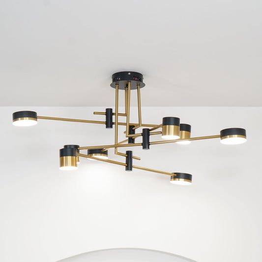 Nowoczesny Żyrandol do Salonu z Zintegrowanym Oświetleniem LED | Stylowy Design w Czerni i Złocie dla Efektywnego Oświetlenia