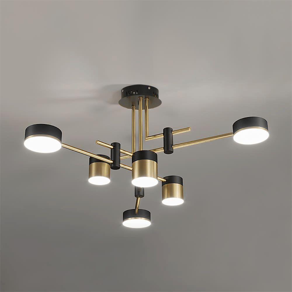 Nowoczesny Żyrandol do Salonu z Zintegrowanym Oświetleniem LED | Stylowy Design w Czerni i Złocie dla Efektywnego Oświetlenia