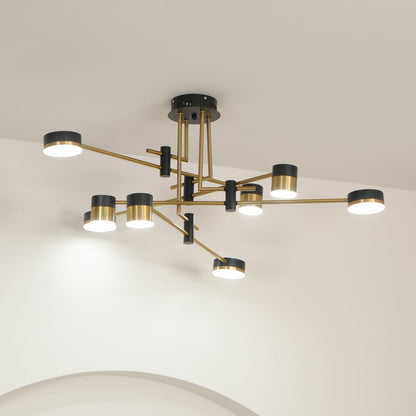 Nowoczesny Żyrandol do Salonu z Zintegrowanym Oświetleniem LED | Stylowy Design w Czerni i Złocie dla Efektywnego Oświetlenia