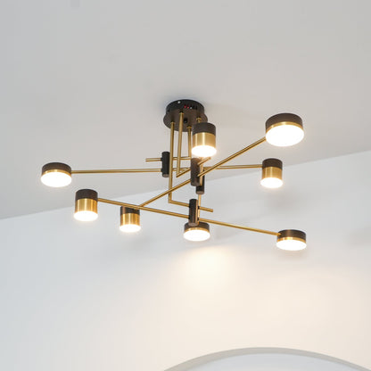 Nowoczesny Żyrandol do Salonu z Zintegrowanym Oświetleniem LED | Stylowy Design w Czerni i Złocie dla Efektywnego Oświetlenia