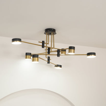 Nowoczesny Żyrandol do Salonu z Zintegrowanym Oświetleniem LED | Stylowy Design w Czerni i Złocie dla Efektywnego Oświetlenia