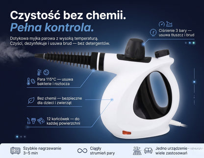 Paromix Myjka Parowa z 16 Akcesoriami i Szybkim Nagrzewaniem