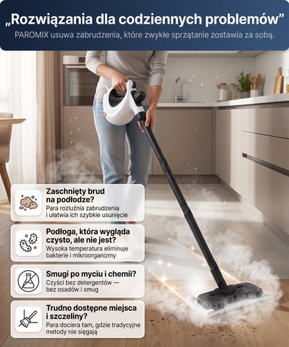 Paromix Myjka Parowa z 16 Akcesoriami i Szybkim Nagrzewaniem