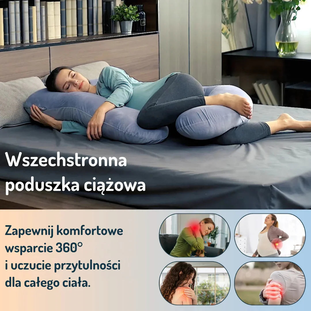 Poduszka Ciążowa MamaDream | Ergonomiczna Poduszka do Spania z Wsparciem dla Brzucha i Pleców | Komfortowy Sen dla Przyszłych Mam