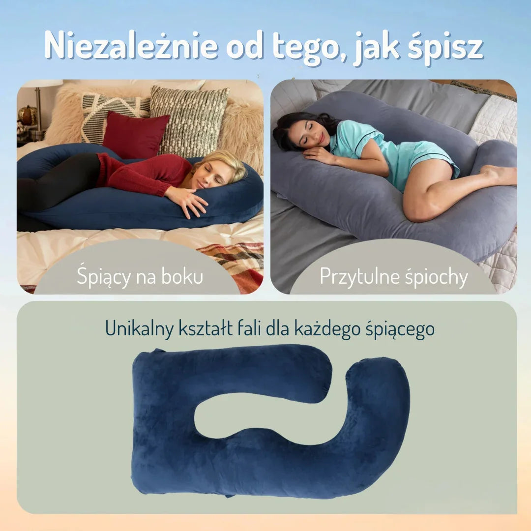 Poduszka Ciążowa MamaDream | Ergonomiczna Poduszka do Spania z Wsparciem dla Brzucha i Pleców | Komfortowy Sen dla Przyszłych Mam
