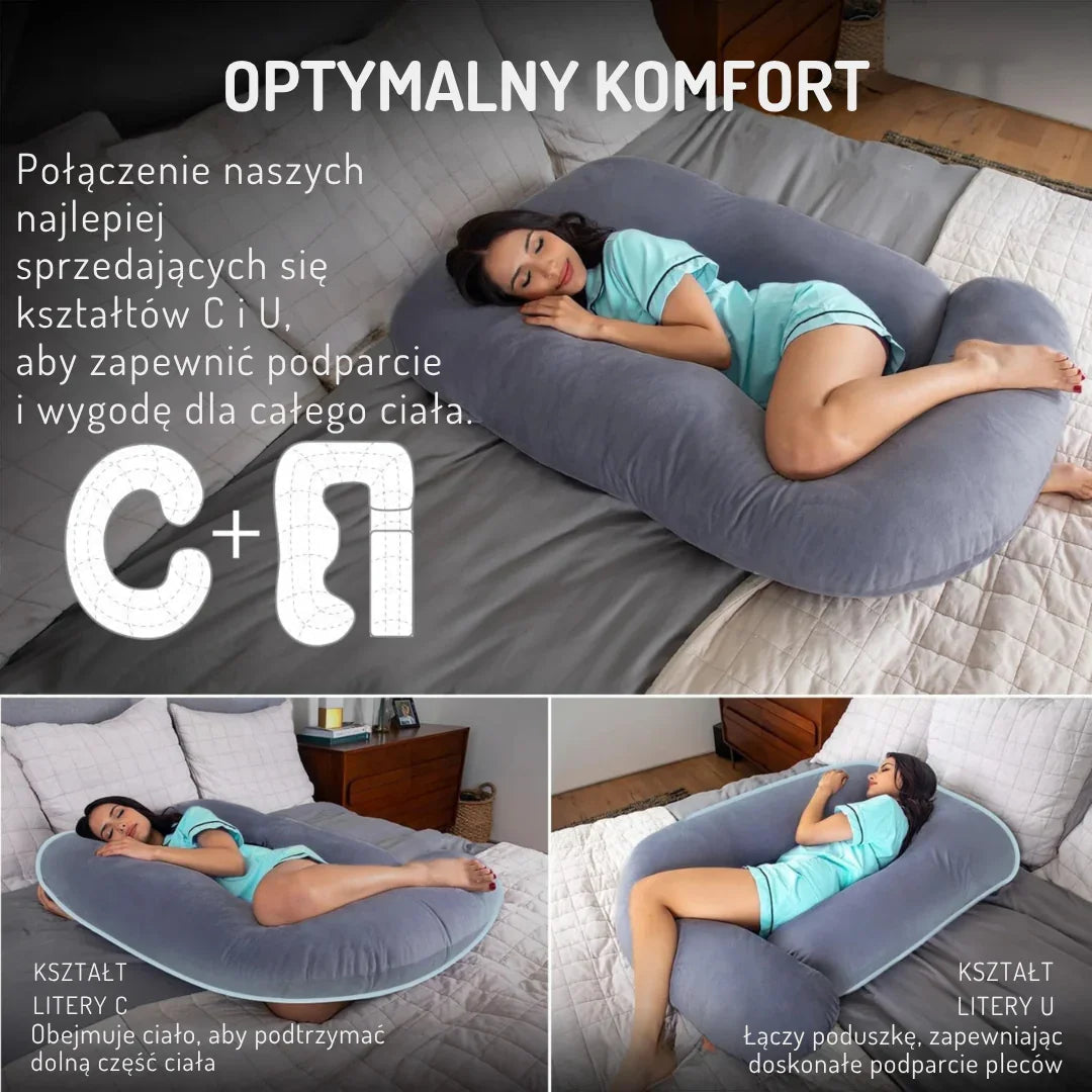 Poduszka Ciążowa MamaDream | Ergonomiczna Poduszka do Spania z Wsparciem dla Brzucha i Pleców | Komfortowy Sen dla Przyszłych Mam