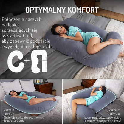 Poduszka Ciążowa MamaDream | Ergonomiczna Poduszka do Spania z Wsparciem dla Brzucha i Pleców | Komfortowy Sen dla Przyszłych Mam