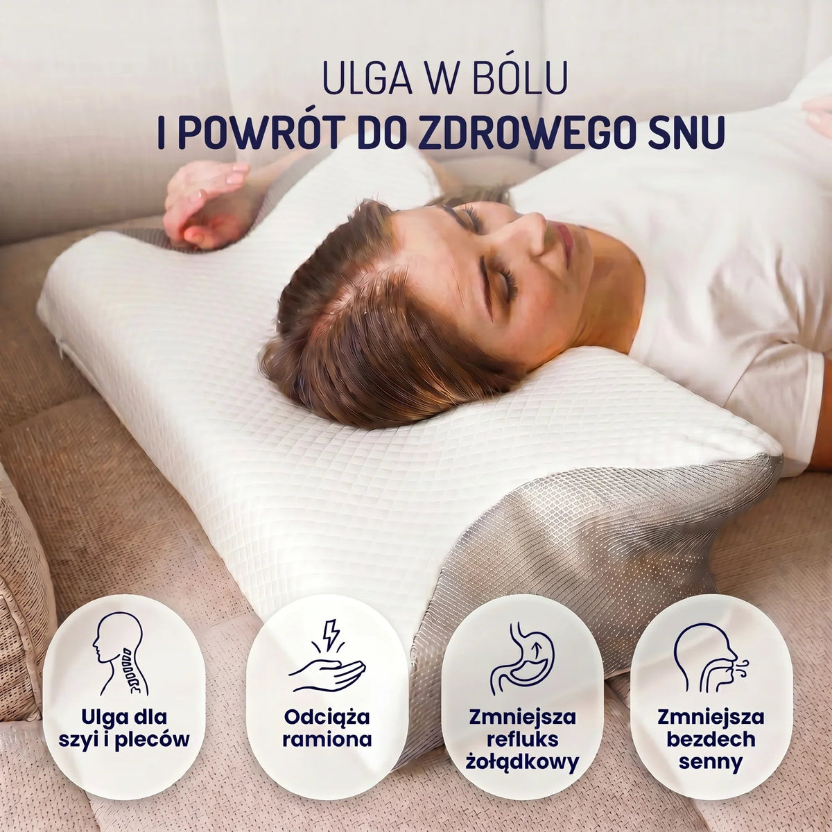 Poduszka Ergonomiczna Do Spania z Pianką Pamięciową - Innowacyjny Kształt Motyla dla Wygodnego Snu