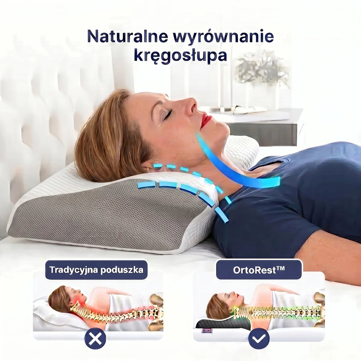 Poduszka Ergonomiczna Do Spania z Pianką Pamięciową - Innowacyjny Kształt Motyla dla Wygodnego Snu