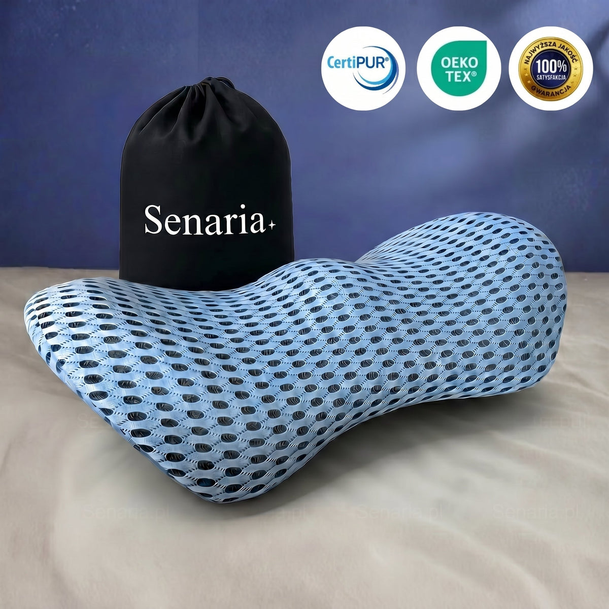 Poduszka Lędźwiowa Ergonomiczna z Wypełnieniem Memory | Poduszki Pod Lędźwie do Biura i Auta dla Komfortu Siedzenia