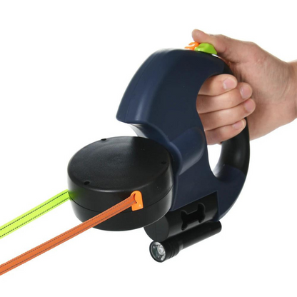 Podwójna Smycz dla Psa z Ergonomicznym Uchwytem i Oświetleniem LED – Wytrzymała, Bezplątanowy System 360º, Długość 3 m