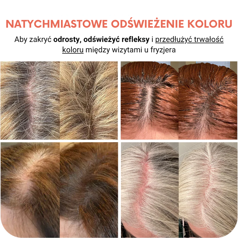 Puder do Włosów | Ekspresowe Zakrywanie Odrostów i Siwych Włosów | Odporny na Wilgoć dla Naturalnego Wyglądu