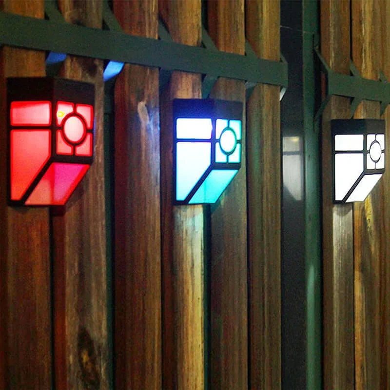 Solarny Kinkiet Ogrodowy LED, IP44, Automatyczne Włączanie, Kolor Światła Biały, Ciepły lub RGB