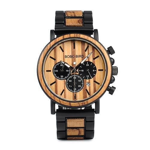 Stylowy Zegarek Męski Kwarcowy z Drewna – Ekologiczny, Wodoodporny, Świecące Wskazówki, 44 mm Tarcza