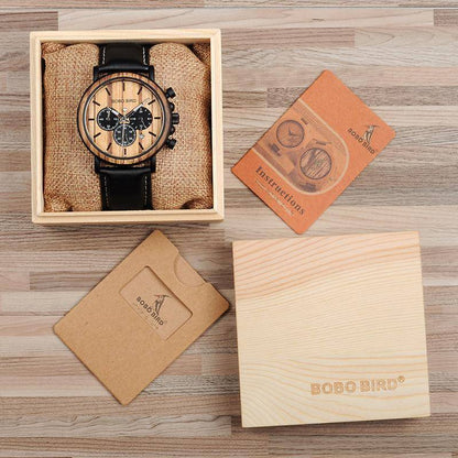 Stylowy Zegarek Męski Kwarcowy z Drewna – Ekologiczny, Wodoodporny, Świecące Wskazówki, 44 mm Tarcza