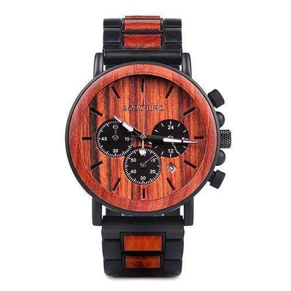 Stylowy Zegarek Męski Kwarcowy z Drewna – Ekologiczny, Wodoodporny, Świecące Wskazówki, 44 mm Tarcza