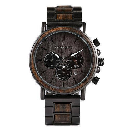 Stylowy Zegarek Męski Kwarcowy z Drewna – Ekologiczny, Wodoodporny, Świecące Wskazówki, 44 mm Tarcza