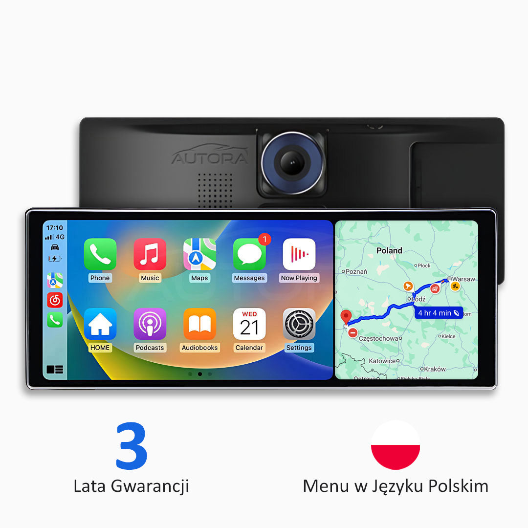 Uniwersalne Multimedia Samochodowe z Apple CarPlay i Android Auto z Rejestratorem Wideo