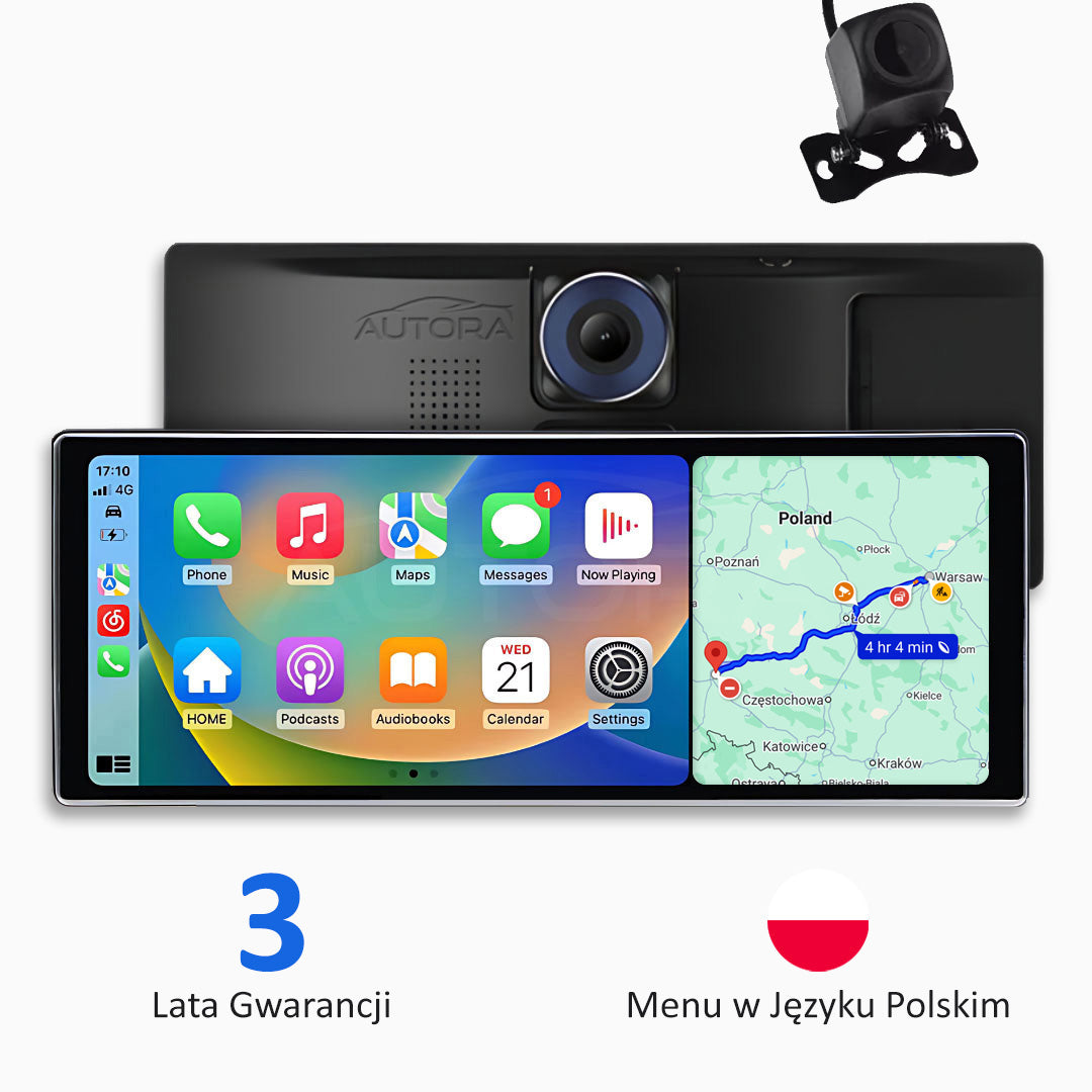 Uniwersalne Multimedia Samochodowe z Apple CarPlay i Android Auto z Rejestratorem Wideo