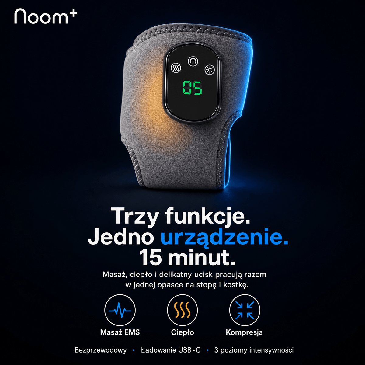 Urządzenie do Masażu Nóg NoomEMS z Cieplem i Wibracjami