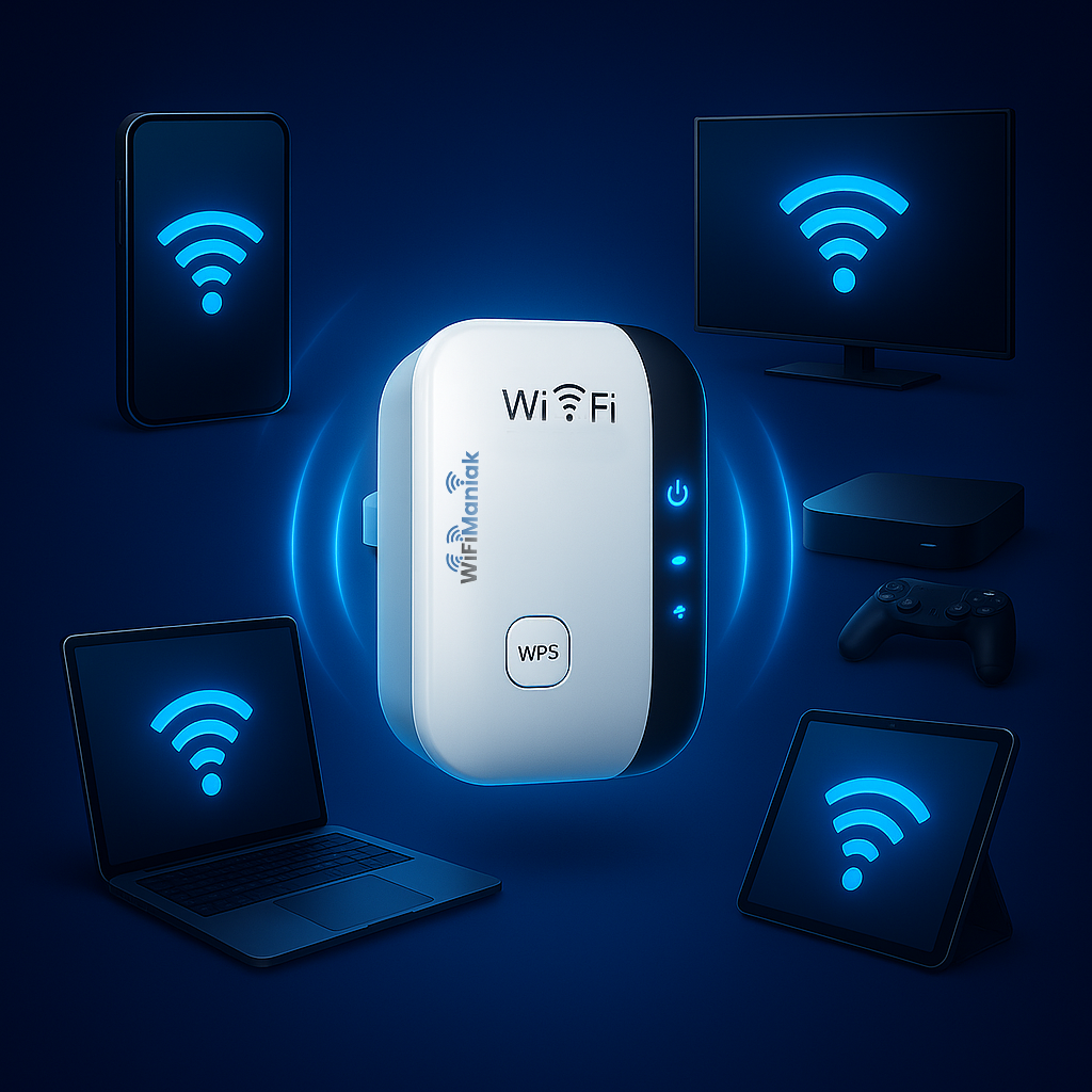 WifiManiak | Wzmacniacz Sygnału WiFi 3.1 PRO z Technologią Eliminacji Martwych Stref dla Stabilnego Połączenia w Całym Domu