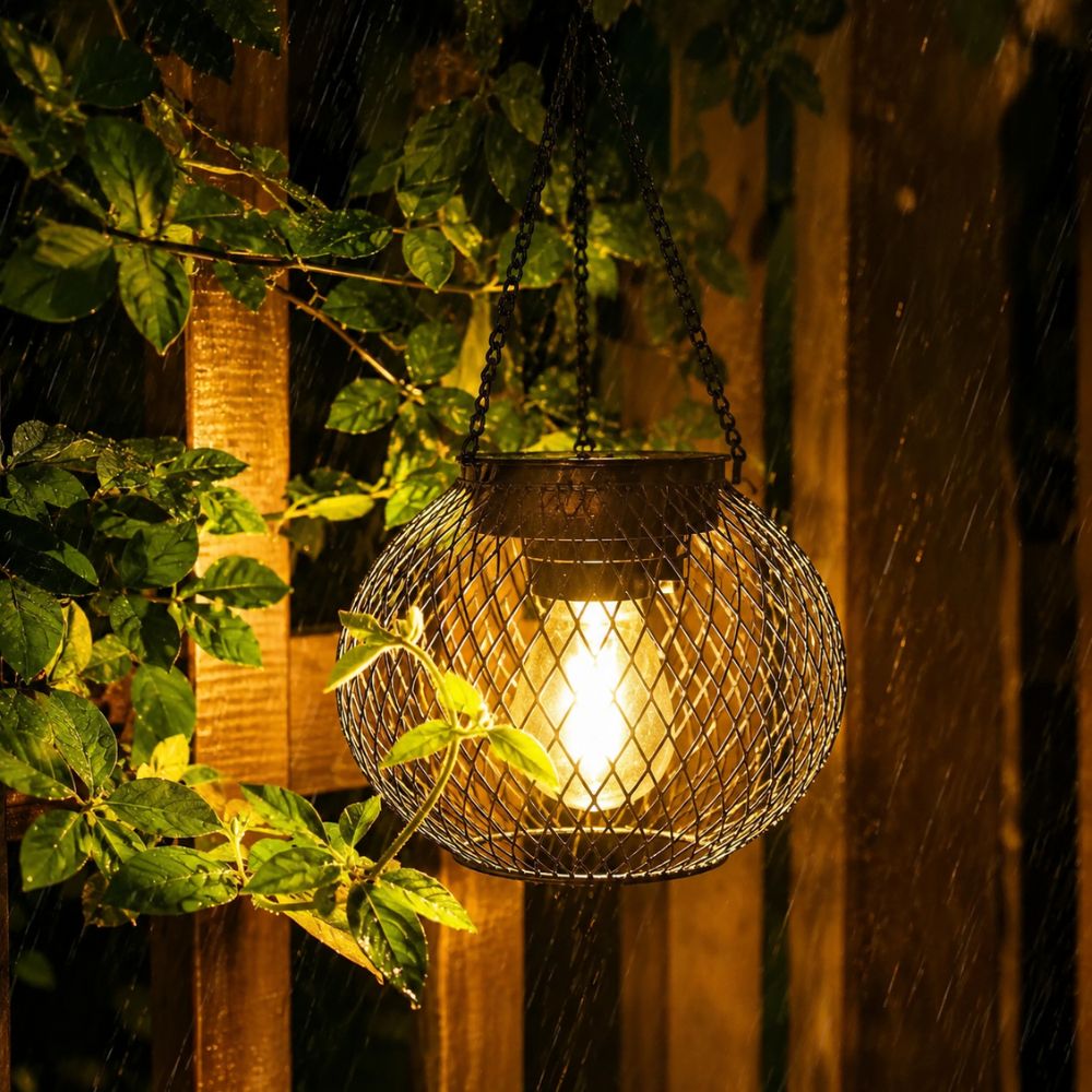 Wisząca zewnętrzna latarnia solarna LED