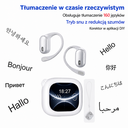 Inteligentne Słuchawki z Tłumaczem AI i Ekranem LCD | Wysoka Jakość Dźwięku dla Lepszego Doświadczenia
