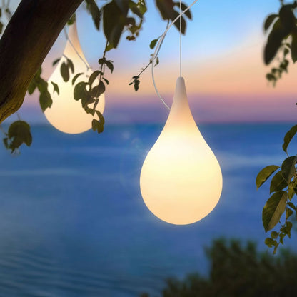 Dekoracyjna lampa zewnętrzna LED w kształcie kropli z alabastrowym kloszem