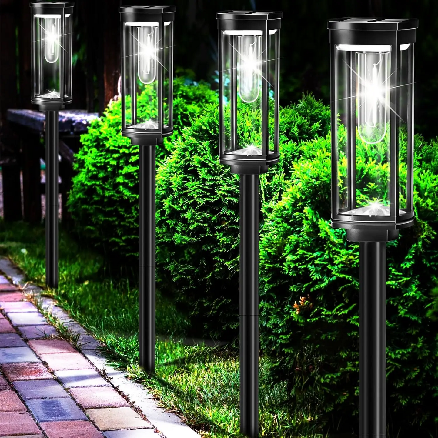 Zewnętrzne lampy podłogowe LED zasilane energią słoneczną w szklanej obudowie – odporne na warunki atmosferyczne oświetlenie ścieżek