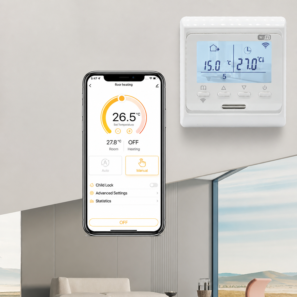 Inteligentny Termostat WiFi Elektroniczny do Ogrzewania Podlogowego z Ekranem LCD - 2