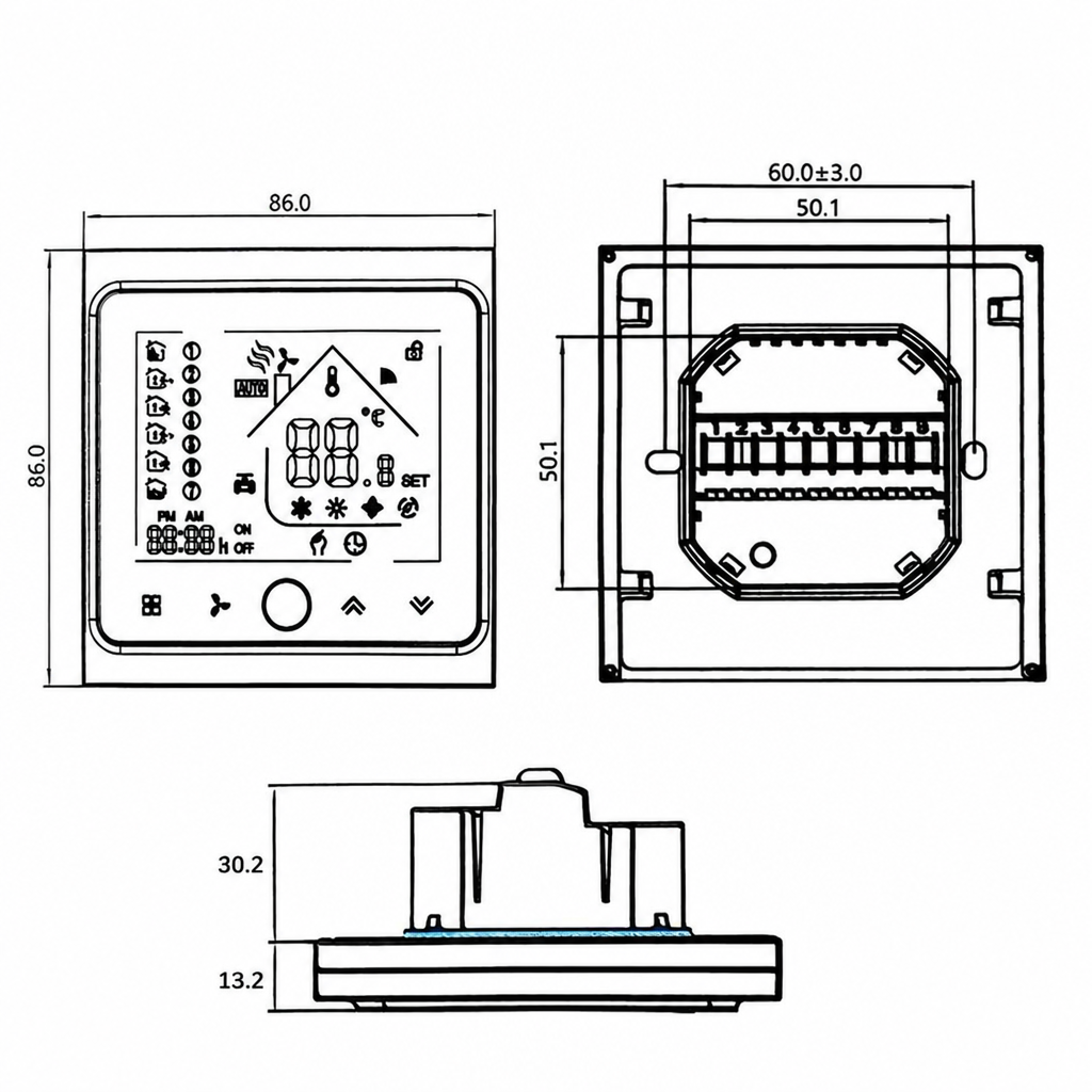 Inteligentny Elektroniczny WiFi Termostat Pokojowy do Klimatyzacji - 6