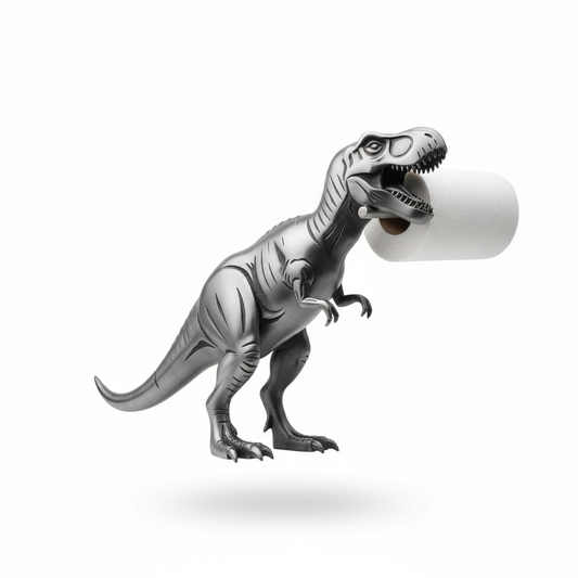 Metalowy stojak na ręczniki papierowe w formie dinozaura